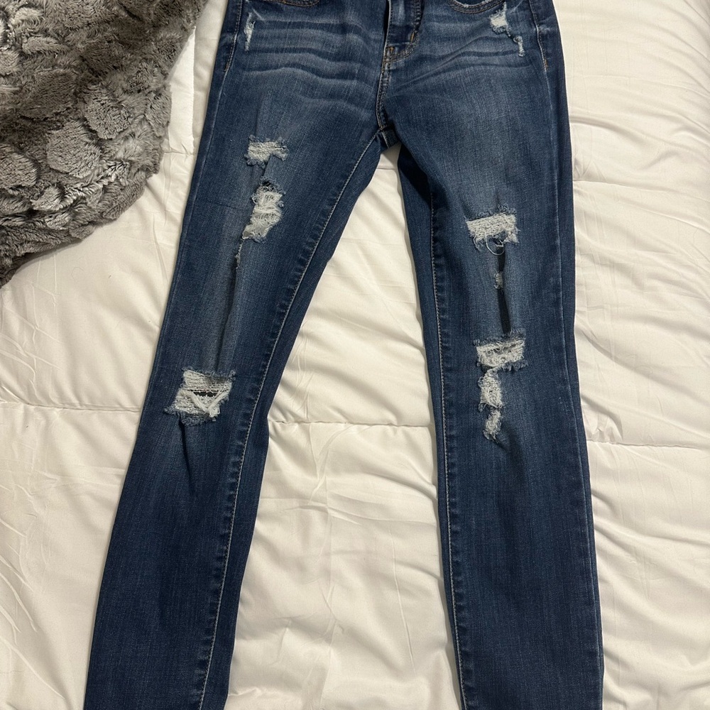 Eunina Dark Blue Distressed Skinny Jeans size 1